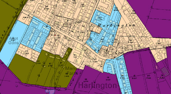 Figure 5: Harlington village is a good example of the extent to which historic character can be lost within late 20th century redevelopment. 