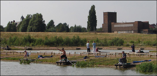 Figure 3: Fishing ponds on the site of Kiveton Park Colliery (closed 1994). Most of the site was flattened following closure although the Grade II listed 1877 colliery offices (top left behind trees) and 1938 pit-head baths survive.