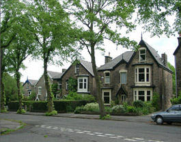 Figure 1: A group of mid C19 stone built villas typical of this zone set back from a tree lined avenue in the ‘Nether Edge’ Character Group (© SCC UDC)